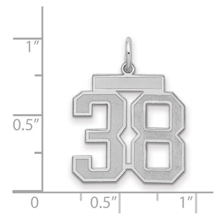 Sterling Silver Rhodium-plated Medium Satin Number 38 Charm