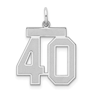 Sterling Silver Rhodium-plated Medium Satin Number 40 Charm
