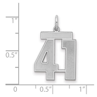 Sterling Silver Rhodium-plated Medium Satin Number 41 Charm
