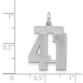 Sterling Silver Rhodium-plated Medium Satin Number 41 Charm