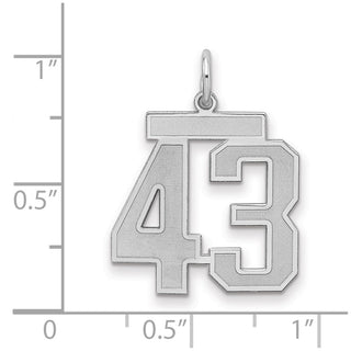 Sterling Silver Rhodium-plated Medium Satin Number 43 Charm