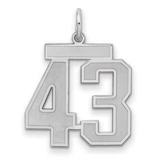 Sterling Silver Rhodium-plated Medium Satin Number 43 Charm