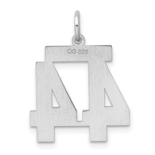 Sterling Silver Rhodium-plated Medium Satin Number 44 Charm