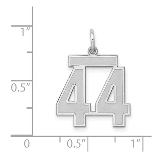 Sterling Silver Rhodium-plated Medium Satin Number 44 Charm