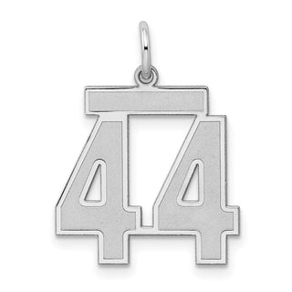 Sterling Silver Rhodium-plated Medium Satin Number 44 Charm