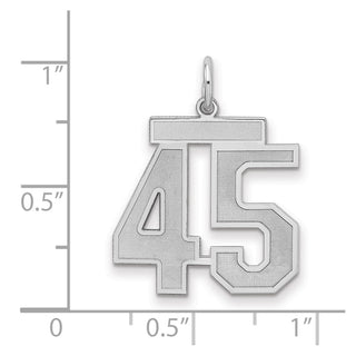 Sterling Silver Rhodium-plated Medium Satin Number 45 Charm