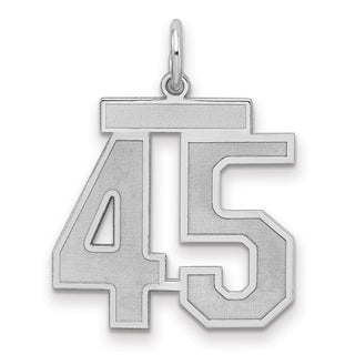 Sterling Silver Rhodium-plated Medium Satin Number 45 Charm