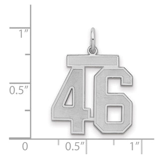 Sterling Silver Rhodium-plated Medium Satin Number 46 Charm