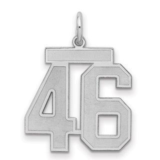Sterling Silver Rhodium-plated Medium Satin Number 46 Charm