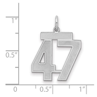 Sterling Silver Rhodium-plated Medium Satin Number 47 Charm