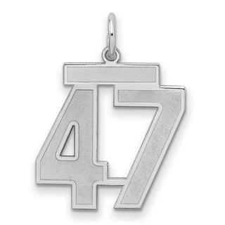 Sterling Silver Rhodium-plated Medium Satin Number 47 Charm