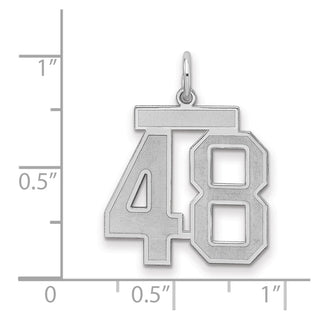 Sterling Silver Rhodium-plated Medium Satin Number 48 Charm