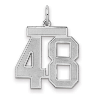 Sterling Silver Rhodium-plated Medium Satin Number 48 Charm