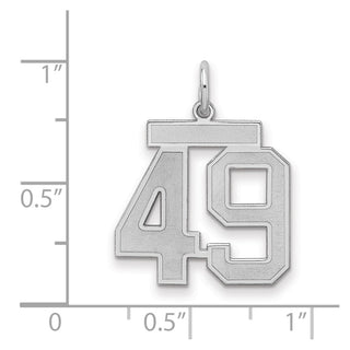 Sterling Silver Rhodium-plated Medium Satin Number 49 Charm