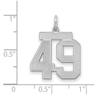 Sterling Silver Rhodium-plated Medium Satin Number 49 Charm