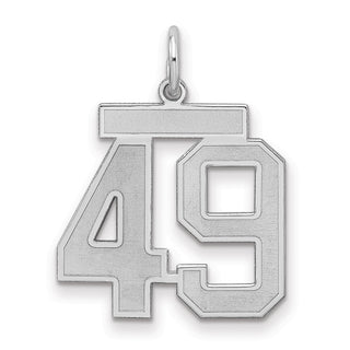 Sterling Silver Rhodium-plated Medium Satin Number 49 Charm