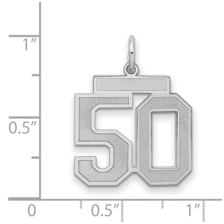 Sterling Silver Rhodium-plated Medium Satin Number 50 Charm