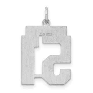 Sterling Silver Rhodium-plated Medium Satin Number 51 Charm