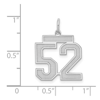 Sterling Silver Rhodium-plated Medium Satin Number 52 Charm
