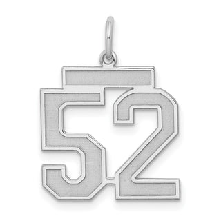 Sterling Silver Rhodium-plated Medium Satin Number 52 Charm