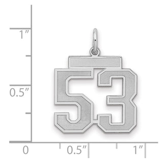 Sterling Silver Rhodium-plated Medium Satin Number 53 Charm