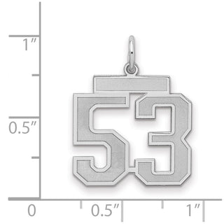 Sterling Silver Rhodium-plated Medium Satin Number 53 Charm