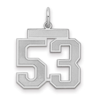 Sterling Silver Rhodium-plated Medium Satin Number 53 Charm