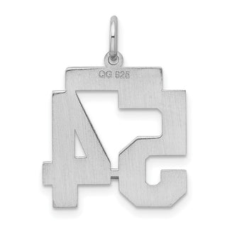 Sterling Silver Rhodium-plated Medium Satin Number 54 Charm
