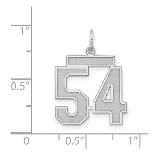 Sterling Silver Rhodium-plated Medium Satin Number 54 Charm