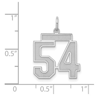 Sterling Silver Rhodium-plated Medium Satin Number 54 Charm