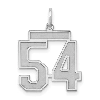 Sterling Silver Rhodium-plated Medium Satin Number 54 Charm
