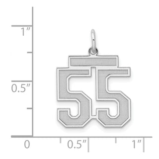 Sterling Silver Rhodium-plated Medium Satin Number 55 Charm
