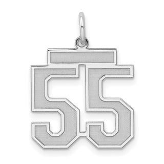 Sterling Silver Rhodium-plated Medium Satin Number 55 Charm