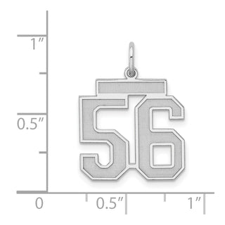 Sterling Silver Rhodium-plated Medium Satin Number 56 Charm