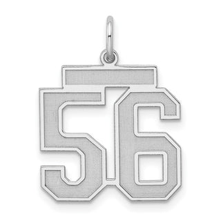 Sterling Silver Rhodium-plated Medium Satin Number 56 Charm