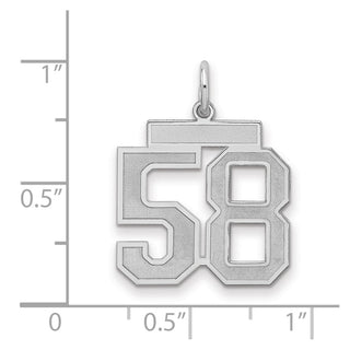 Sterling Silver Rhodium-plated Medium Satin Number 58 Charm