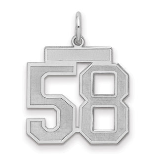 Sterling Silver Rhodium-plated Medium Satin Number 58 Charm