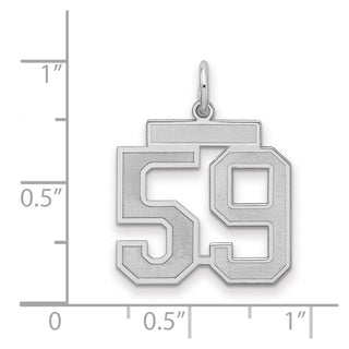 Sterling Silver Rhodium-plated Medium Satin Number 59 Charm