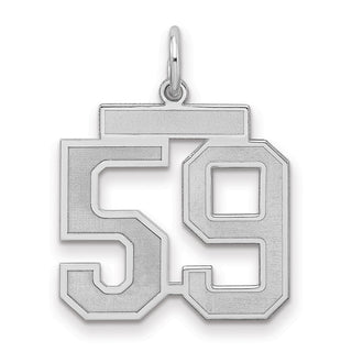 Sterling Silver Rhodium-plated Medium Satin Number 59 Charm