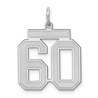 Sterling Silver Rhodium-plated Medium Satin Number 60 Charm