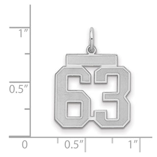 Sterling Silver Rhodium-plated Medium Satin Number 63 Charm
