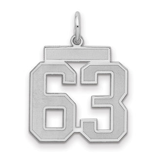 Sterling Silver Rhodium-plated Medium Satin Number 63 Charm