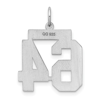 Sterling Silver Rhodium-plated Medium Satin Number 64 Charm