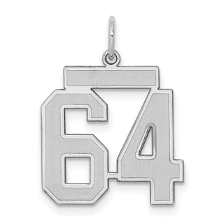 Sterling Silver Rhodium-plated Medium Satin Number 64 Charm