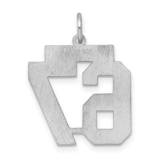 Sterling Silver Rhodium-plated Medium Satin Number 67 Charm