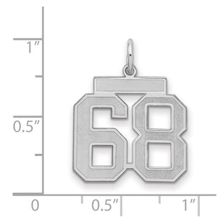 Sterling Silver Rhodium-plated Medium Satin Number 68 Charm