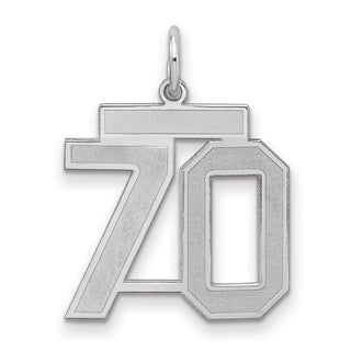 Sterling Silver Rhodium-plated Medium Satin Number 70 Charm