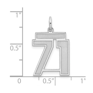 Sterling Silver Rhodium-plated Medium Satin Number 71 Charm