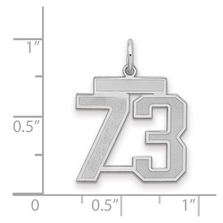 Sterling Silver Rhodium-plated Medium Satin Number 73 Charm