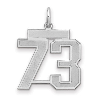 Sterling Silver Rhodium-plated Medium Satin Number 73 Charm